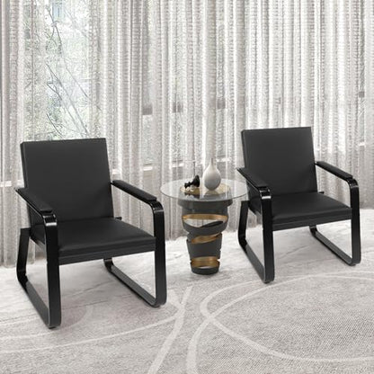 Waiting Room Guest Chair with Padded Arms, PU Leather Office Furniture, Lobby Conference Reception Chairs, Office Guest Seating for Clinic,Airport,Hospital,Barber,Salon,Bank(Black, 2) - style: 2-1-Seat Chair