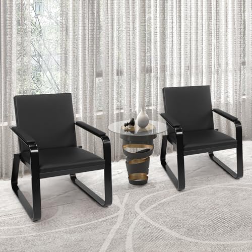 Waiting Room Guest Chair with Padded Arms, PU Leather Office Furniture, Lobby Conference Reception Chairs, Office Guest Seating for Clinic,Airport,Hospital,Barber,Salon,Bank(Black, 6) - style: 6-1-Seat Chair