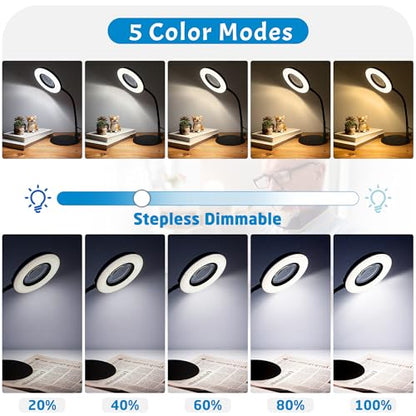 12X Magnifying Glass with Light and Stand, LED Magnifying Lamp with Clamp