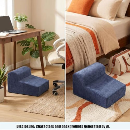 Modern Foam Filled Foot Stool, Soft Lightweight Pouf Ottoman Floor Rest for Living Room, Bedroom, Office Desk, Small Spaces, Blue - color: Blue