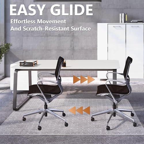 Office Chair Mat, 45" x 53" Clear Carpet Chair Mats for Low Pile Carpeted Floors Home Office, Studded Floor Mat for Office Chair on Carpet