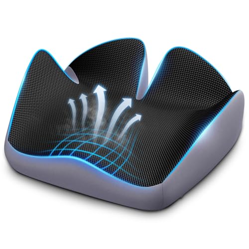 X-Large Coccyx Seat Cushion, U-Shaped Memory Foam for Office Chair | High-Density Memory Foam Helps Reduce Tailbone Pressure; Washable Mesh Cover, Anti-Slip Base for Office Chairs, Cars & Travel - size: 20.2*17.3*6.2