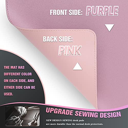 K KNODEL Small Sewing Leather Desk Mat, Desk Pad (Purple, 23.6" x 13.8") - color: Purple/Pink, size: 23.6" x 13.8"