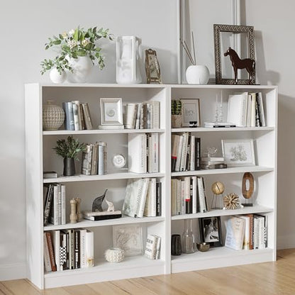 Farini 48 Inch Tall Bookcase,4 Shelf Bookshelves,Adjustable Bookshelf for Home Office,White - color: White, size: 4 shelf