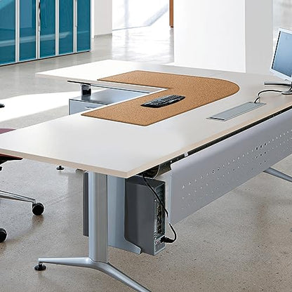 MAIDERN (40”+ 40”) x 13” L Shaped Corner Desk Mat, Cork & Leather Dual Sided Desk Pad for Gaming Computer Office Home (Cream)