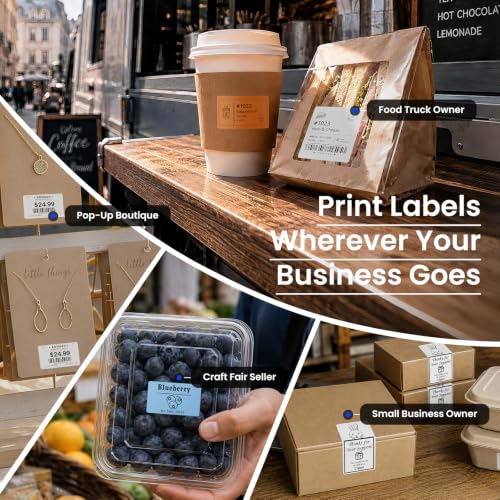 CLABEL 221B 2" Bluetooth Thermal Label Printer with 3 Label Rolls, Black - color: Black