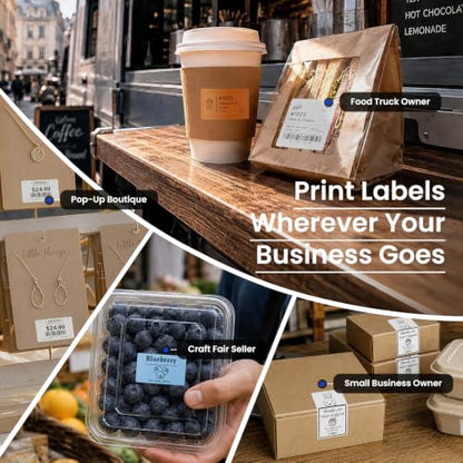 CLABEL 221B 2" Bluetooth Thermal Label Printer with 3 Label Rolls, Black - color: Black
