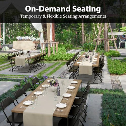 10 Pack Foldable Plastic Chair | Folding & Stackable | 350 lbs Capacity Steel Frame Seats for Indoor Outdoor | Commercial Use Events Wedding Party Bulk Picnic Kitchen Dining - Black - color: Black