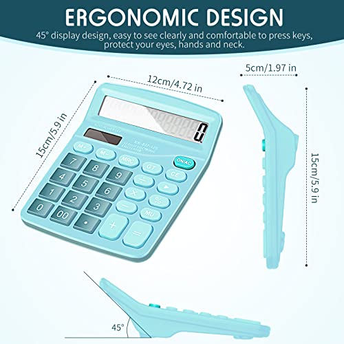 8 Pack 12 Digits Calculator Bulk Calculators Desktop Solar and Battery Dual Power Large LCD Display and Sensitive Butto Handheld for Office, School, Home(Blue) - color: Blue