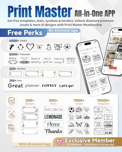 Phomemo M250 3 Inch Label Maker Machine with Tape | Label Printer for Address, Barcode Printer for Business, Home, Logo Label, Sticker Printer for Phones & PC, with 1 Roll Label - color: White