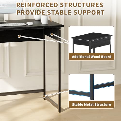 ALISENED 30 Inch Computer Desk, Compact Study Desks for Small Spaces, Small Home Office Desks, Sturdy and Stable, Easy to Assemble, Black - color: Black, size: W-30in
