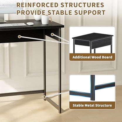 ALISENED 30 Inch Computer Desk, Compact Study Desks for Small Spaces, Small Home Office Desks, Sturdy and Stable, Easy to Assemble, Black - color: Black, size: W-30in