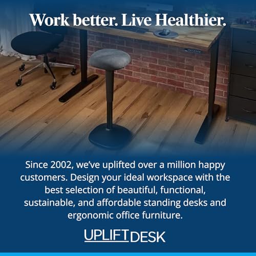 UPLIFT DESK Engage Stool – Active Stool with 360 Motion, Adjustable Height Standing Desk Stool from 21.8’’-31.4’’, Ergonomic Anti-Slip Office Chair Alternative (Graphite)