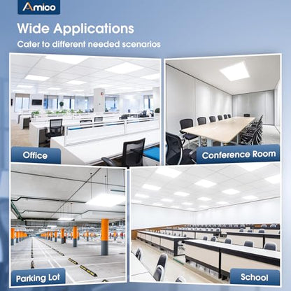 Amico 2 Pack 2x2 LED Flat Panel Light with 3CCT, 40W, 5000LM, UL/FCC