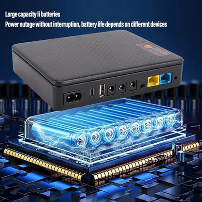 Eujgoov 20800mAh Mini UPS Battery Backup Power Supply with DC Output, Li Battery, for Router Modem Security Camera (US Plug)