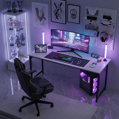 Sweetcrispy 63-Inch Computer Desk for Bedroom, White - color: White, size: 63-Inch
