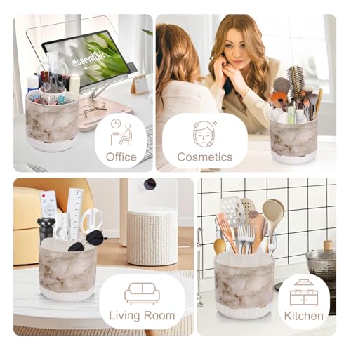 GFWARE Rotating Marble Toothbrush Holder for Bathroom Organizer, Drainage - color: Marble