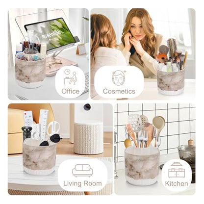 GFWARE Rotating Marble Toothbrush Holder for Bathroom Organizer, Drainage - color: Marble