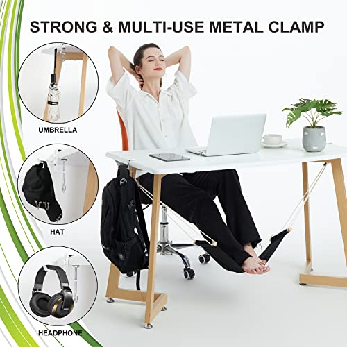 DMcore Canvas Foot Rest Hammock, Adjustable Mini Foot Rest Stand Under Desk Home Office … (Black) - color: Black