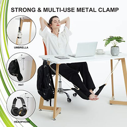 DMcore Canvas Foot Rest Hammock, Adjustable Mini Foot Rest Stand Under Desk Home Office … (Black) - color: Black