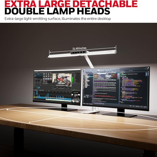 Honeywell HJ1WT 1200LM LED Desk Lamp Dimmable Lamp for Desk | Sunturalux Chips, CRI≥97, 4 Color Temps, Workbench Architect Task Lamp with Base, White - style: White Base