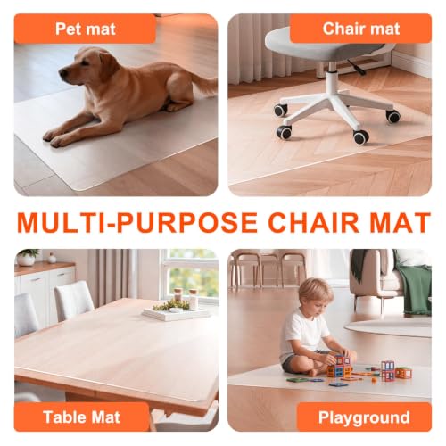 Clear Chair Mat for Hard Floor, 36" x 48" Heavy Duty Desk Mat, Rectangle - size: 36" x 48" (for hard floors)