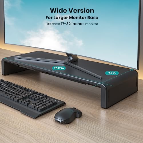 Klearlook Computer Monitor Stand for Desk, Adjustable Foldable Monitor Riser with Storage Drawer & Tablet Phone Holder for Office, Home, Laptop, Desktop (Black) - color: Black