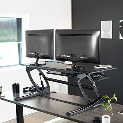 VIVO Black 42 in Standing Desk Converter, DESK-V000VL - color: Black, size: 42"