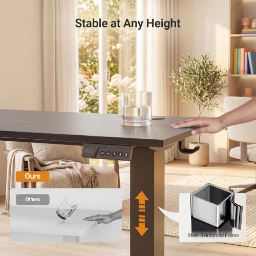 Claiks Electric Height Adjustable Standing Desk, 40x24 Inch, Deep Black | Smooth Height Adjustment, 3 Memory Presets, Cable Management Hub&Hook, Stable Steel Frame, 176lbs Capacity, Easy Assembly - color: Deep Black, size: 40