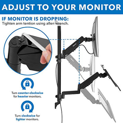 Mount-It! Single Monitor Arm Wall Mount Workstation with Keyboard Tray & CPU Holder, Height Adjustable Gas Spring Full Motion Computer Station, Fits 17–32” VESA 75x75 100x100, Black - size: Single Monitor