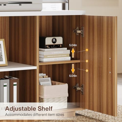 Tribesigns 85.8-Inch L-Shaped Executive Desk, White & Brown - color: White & Brown