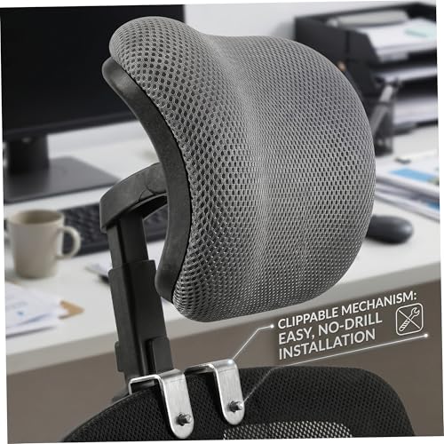 Office Chair Headrest Attachment, Breathable Office Chair Headrest No-Drill Adjustable Neck Support for Women Men, S with - color: S