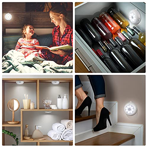 Reoshine Motion Sensor Light Indoor AA Battery Operated, Under Cabinet Lighting, Magnetic Stick on LED Puck Lights for Stair, Wall, Closet, Dimmable, 6000K Cool White (6 Pack) - color: Cool White