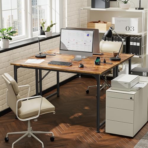PRAISUN 40 X 20 Inch Computer Desk, Power Outlets, USB-C, Rustic Brown - color: Rustic Brown, size: 40inch