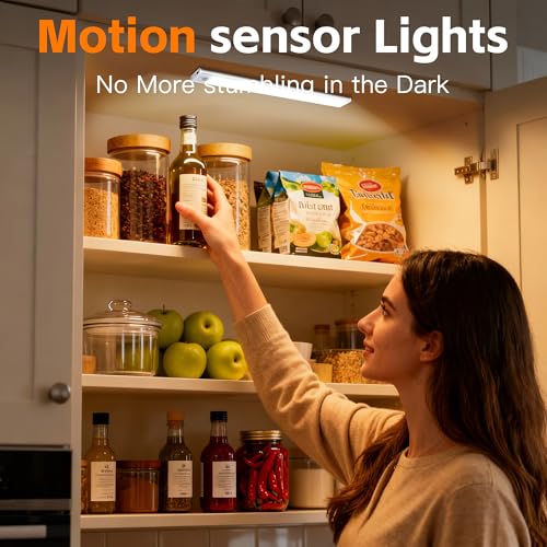 7.9 inch Motion Sensor Cabinet Lights, 4 Pack | 1400mAh, 34 LED Beads, USB-C Charging, 3 Color Temperatures, Magnetic Light Bar - size: 7.9inch -4Pack