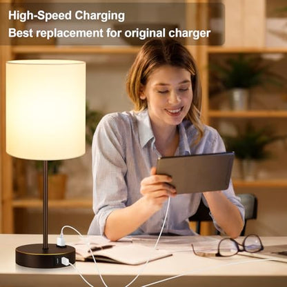Lynnoland 2 Pack Touch Control Table Lamps with 2 USB & AC Outlet, 3-Way Dimmable Bedside Nightstand Lamps for Bedroom Living Room Nursery, 800 Lumens 3000K Warmlight Bulbs Included - color: White & Oil-Rubbed Bronze