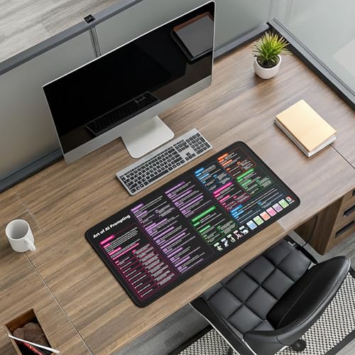 Chat GPT Cheat Sheet Desk Mat | How to Write an Effective Prompt Using Chatgpt, Copilot Cheat Sheet Large Desk Mat for Keyboard and Mouse | 12x22 in - size: 12" x 22"