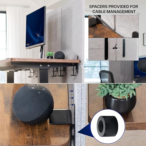 VIVO Clamp-on 59 x 46 inch Desk Privacy Panel, Sound Absorbing Cubicle Dividers, 3 Acoustic Partitions, Above and Below Desktop, Gray, PP-3-C060G