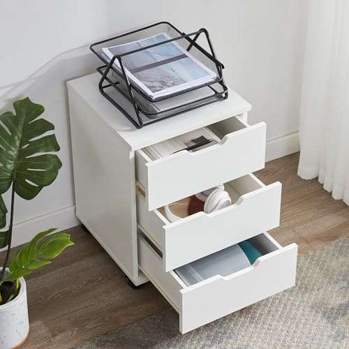 Farini 3-Drawer Under Desk Wooden File Storage Cabinet with Lockable Caster for Home Office,White,Fully Assembly - color: White, style: Fully Assembly