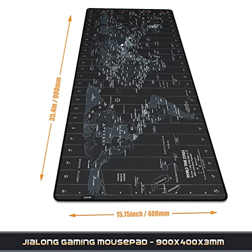 JIALONG Large Gaming Mouse Pad Extended Desk Mat XXL Mousepad with Non-Slip Keyboard Pad for Office Laptop, Computer and PC - 35.4 x 15.7 inches World Map - color: World Map