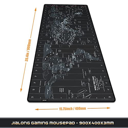 JIALONG Large Gaming Mouse Pad Extended Desk Mat XXL Mousepad with Non-Slip Keyboard Pad for Office Laptop, Computer and PC - 35.4 x 15.7 inches World Map - color: World Map