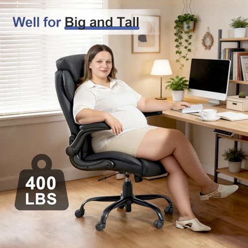 Brage Living Big and Tall Office Chair 400LBS, Heavy Duty High Back Leather