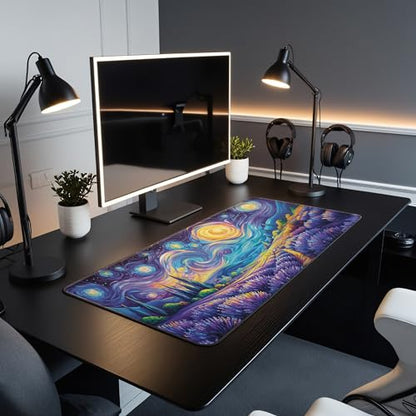 L&B Mercantile American Flag XXL Deskpad, Desk Mat for Computer Keyboard and Mouse – Patriotic USA Gaming Mousepad, Extra Long XL Mouse Pad for Laptop Office Desk. (Van Gogh Lavendar Field) - color: Van Gogh Lavendar Field