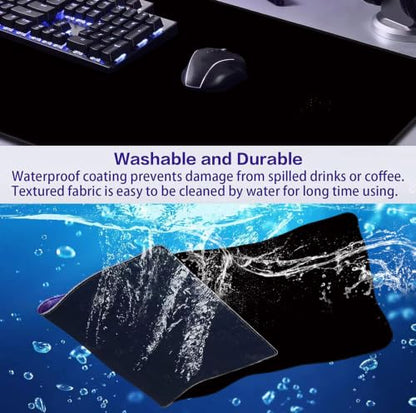 Large Black Computer Mouse Pad, Office Non Slip Gaming Desktop Keyboard Pad | Large Extended Mouse Pad; Full Desk Coverage; Waterproof Coating; Stable Anti-Slide Base For Gaming, Office, Study Daily Use - color: Black