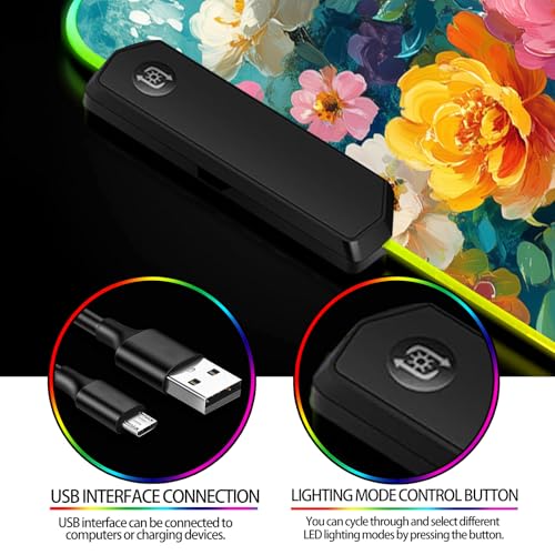 RGB Colorful Flower Peony Gaming Desk Mat & Floral Mouse Pad, XL - color: Rgb-w28