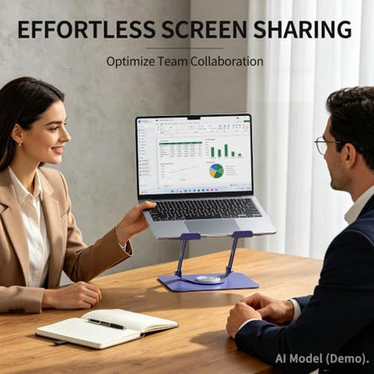 ALASHI Laptop Stand for Desk with 360° Rotating Base, Multi-Angle Adjustable Laptop Stands, Foldable Laptop Riser Compatible with 10 to 17 Inches PC Computer, Purple - color: Purple