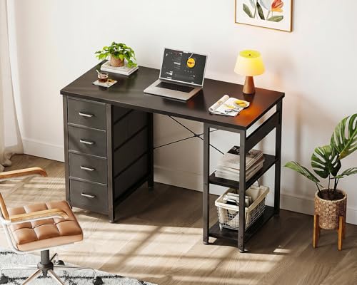 ODK 40 Inch Small Computer Desk with 4 Fabric Drawers