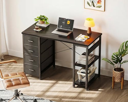 ODK 40 Inch Small Computer Desk with 4 Fabric Drawers