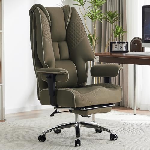 EXCEBET Big and Tall Office Chair 400lbs Wide Seat, Mesh High Back Executive Office Chair with Foot Rest, Ergonomic Chairs Lumbar Support for Lower Back Pain Relief (Mesh Light Green) - color: Mesh Light Green