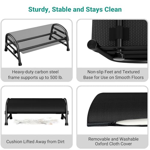 YEASHEIN Adjustable Foot Rest for Under Desk at Work, 6 Positions - Black - color: Black